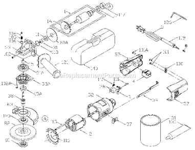 Page A Diagram and Parts List for 7430 Type 1 Porter Cable Sander Grinder